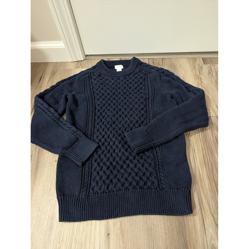Crew Cuts, Boys 12 Navy Crew Neck Cable Knit Sweater, Holiday, Preppy, Fisherman